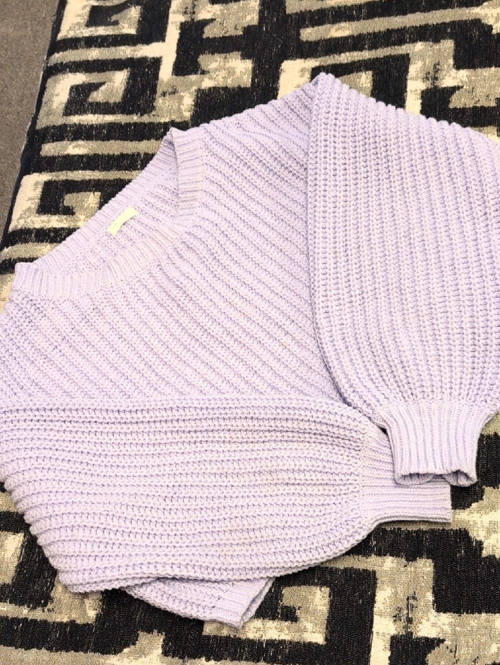Lilac Crewneck Sweater - Relaxed Ribbed Knit